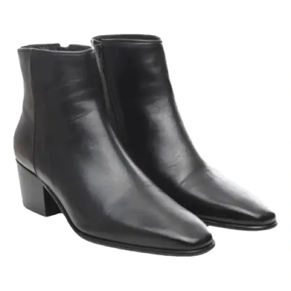 The Kooples Black Leather Ankle Boot w/ Side Zipper & Heel Size EU 41 US 10.5